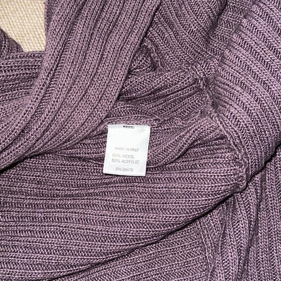 Bianco & Blu Italian Wool Waterfall Cardigan Longline Chunky Ribbed Knit Plum - Picture 10 of 12